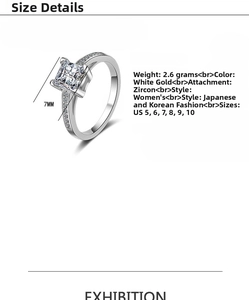 Detailed view of square cut zircon ring with 7mm center stone and micro-pave setting