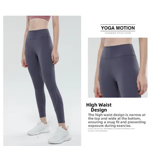 Detailansicht der High-Waist-Yogahose mit elastischem Bund für Bauchkontrolle