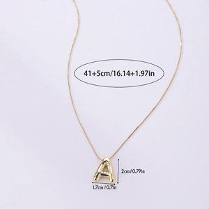 Minimalist gold balloon letter A pendant necklace with adjustable 41+5cm chain length