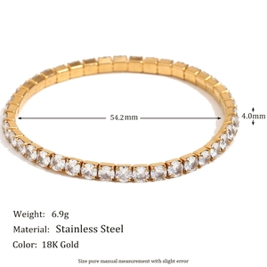 Detail of 18K gold plated stainless steel tennis bracelet with zircon measurements