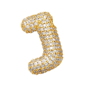 18K gold balloon letter J pendant with micro-pave cubic zirconia for women