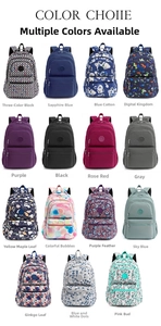 Overview of 15 patterned and solid color Oxford cloth backpacks for women