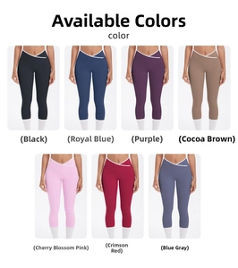 Grille de couleurs pour corsaires de yoga à taille haute avec ceinture croisée en V élégante
