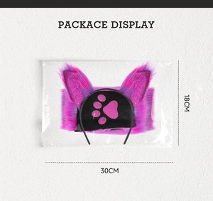 Affichage de l'emballage du serre-tête oreilles de chat en peluche rose et violette