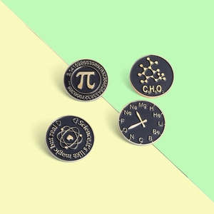 Scientific Enamel Pin Set Round Pi Chemical Formula Periodic Table Clock Science Quote Alloy Brooch Badge Clothing Accessories