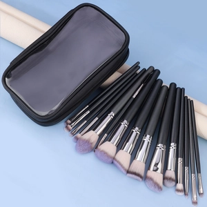 Set of 13 professional makeup brushes with soft gradient bristles and waterproof storage bag