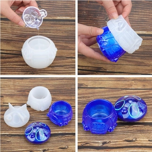Vista macro dello stampo in silicone per scatola a fungo e passaggi fai-da-te