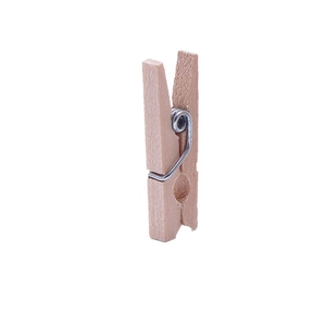 Natural 2.5cm mini wooden clips for photos and crafts with durable metal springs