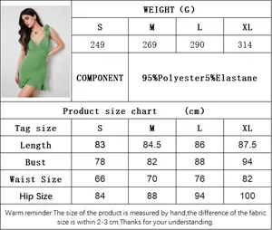 Tabla de tallas y composición de tela para vestido ajustado con medidas detalladas