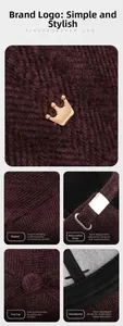Detail of dark purple corduroy baseball cap showing golden crown logo and adjustable strap