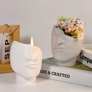 Face shaped silicone mold for creative DIY flower pots and candle holders home decor