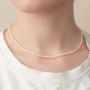 Elegant natural freshwater seed pearl necklace S925 sterling silver clavicle chain for women