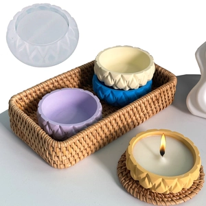 Detailed view of 3D geometric relief patterns on colorful DIY silicone craft molds