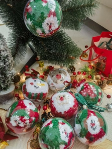 Festive Christmas coral fleece socks in decorative ornament balls with reindeer patterns