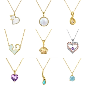 Bohemian style necklace collection with natural stones and heart pendants in 925 silver
