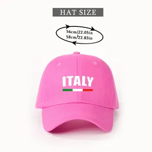 Size chart showing head circumference of 56-58cm for the pink Italy baseball cap