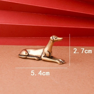 Vintage brass dog figurine sculpture with detailed muscle lines for home desktop decor