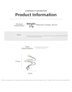 Detail specifications of heart pendant necklace made of copper and zircon with 111cm chain