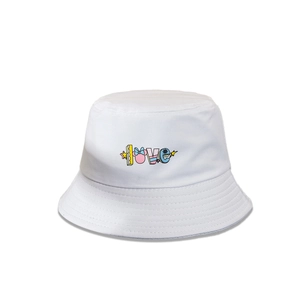 Bucket Hat Cotton Canvas Sun Protection Outdoor Casual White Fashionable Artistic Letters Graphic Sunshade Travel Cap