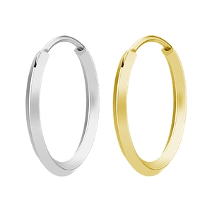 Minimalist titanium steel hoop earrings in silver and gold finishes for a modern look