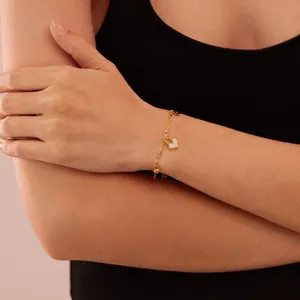 Eleganter Edelstahl Herzanhänger Armband Mit Perlmutt Shell Und Zirkonia Liebe Charme Modeschmuck Für Damen