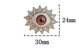 Detailed dimensions of 24mm by 30mm for the evil eye pendant with crystal zircon stones