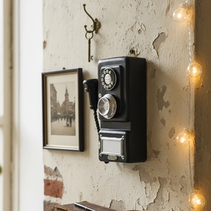 Retro Wall Mounted Telephone Model Decorative Resin Antique Style Hanging Ornament For Cafe Bar Home Industrial Decor