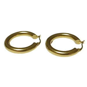 Boucles d'oreilles créoles dorées en acier inoxydable poli pour femme style épuré