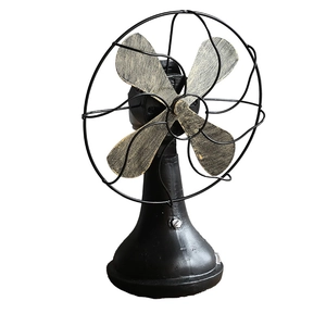 Industrial vintage electric fan model ornament with antique metal finish and black base