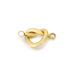 Gold stainless steel double-hole heart knot connector for DIY necklace and bracelet