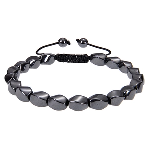 Handmade Woven Hematite Bracelet Irregular Magnetic Stone Beads Adjustable Geometric Minimalist Fashion Unisex