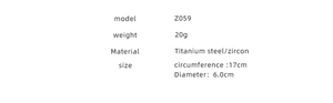 Detailed sizing and material specifications for zircon-inlaid titanium steel cuff bracelet