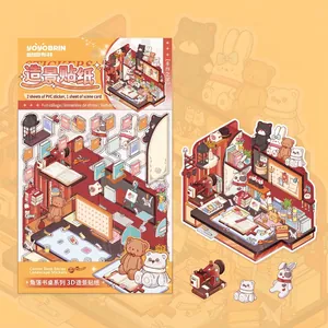 DIY 3D desktop scenery sticker set with PVC sheets and scene base for creative crafts