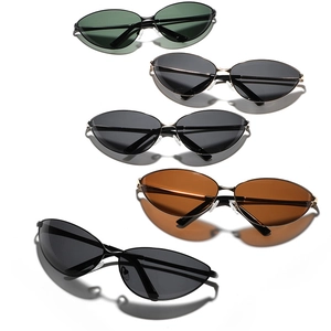Occhiali da sole polarizzati cat-eye in metallo, stile futuristico in cinque colori alla moda