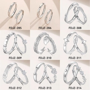 Selection of S925 sterling silver couple rings with various minimalist engraved designs