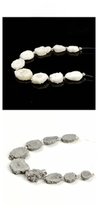 Macro view of natural tower-shaped irregular druzy quartz crystal beads for DIY jewelry