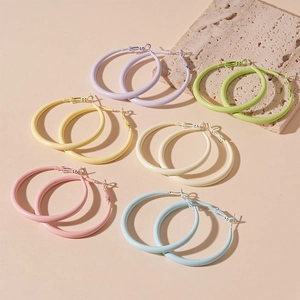 Minimalist geometric circle hoop earrings in multi-colored candy hues for women