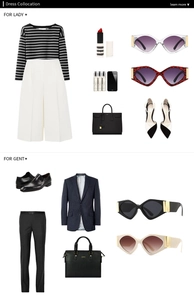 Fashionable dress collocation featuring modern sunglasses for lady and gent styles