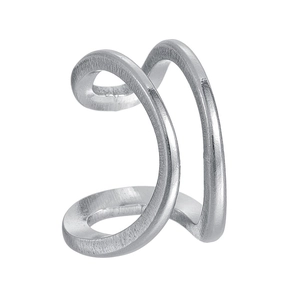 Minimalist silver matte titanium steel double ear cuff with brushed metal finish
