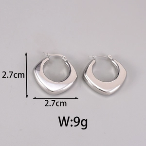 Boucles d'oreilles créoles polies en acier inoxydable argenté, 2,7 cm x 2,7 cm et 9 g