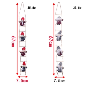 Detail showing wool felt Christmas elf climbing ladder with dimensions 67cm by 7.5cm