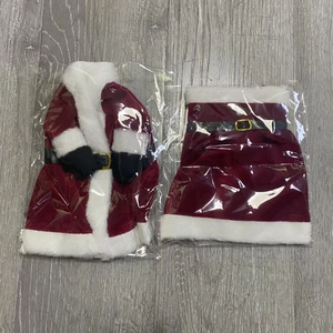 Détails des housses de bouteille de vin en velours rouge style Père Noël sous emballage