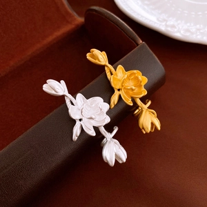 Boucles D Oreilles Clip Fleur Intégrées Rétro Français Avec Tige En Argent Sterling 925 Bijoux En Cuivre Mat Femmes