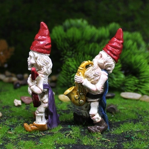 Halloween musical skeleton gnome resin statues with guitar and saxophone decor