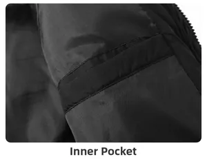 Macro shot of the functional inner pocket and smooth lining of the black winter vest