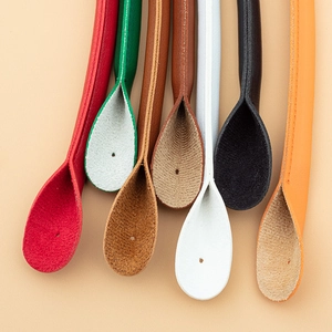 Handmade leather replacement bag handles with rivets in seven assorted vibrant colors