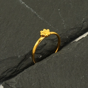 Minimalist 18k gold plated cat paw ring in stainless steel displayed on a black stone