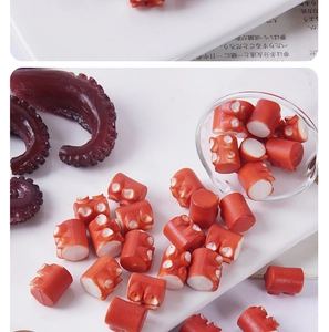 Macro shot of realistic artificial octopus tentacles for DIY crafts and kitchen play food