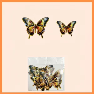 12-piece 3D Christmas snowflake butterfly wall stickers with gold edges and dimensions