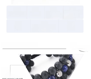 Detail view of 8mm volcanic lava stone and lapis lazuli triple row braided bracelet